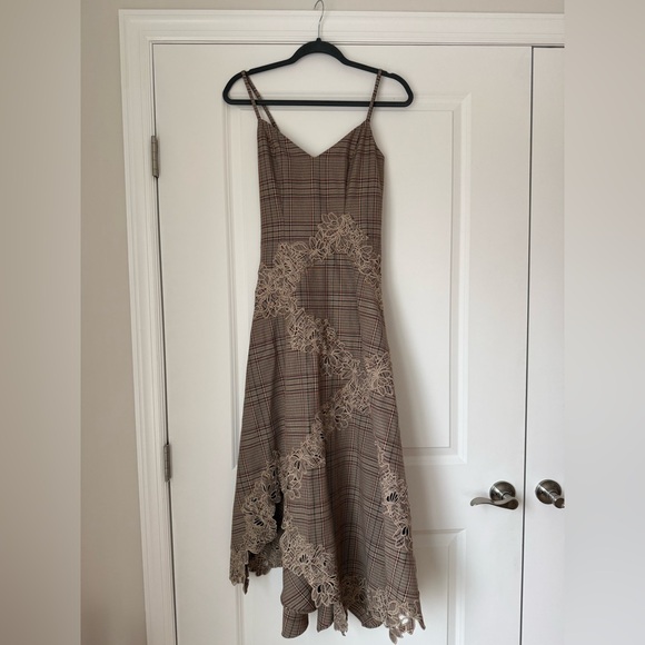 Mare Mare Ruffle Hem Slip Dress Brown Plaid Anthropologie BNWT small - Picture 5 of 9